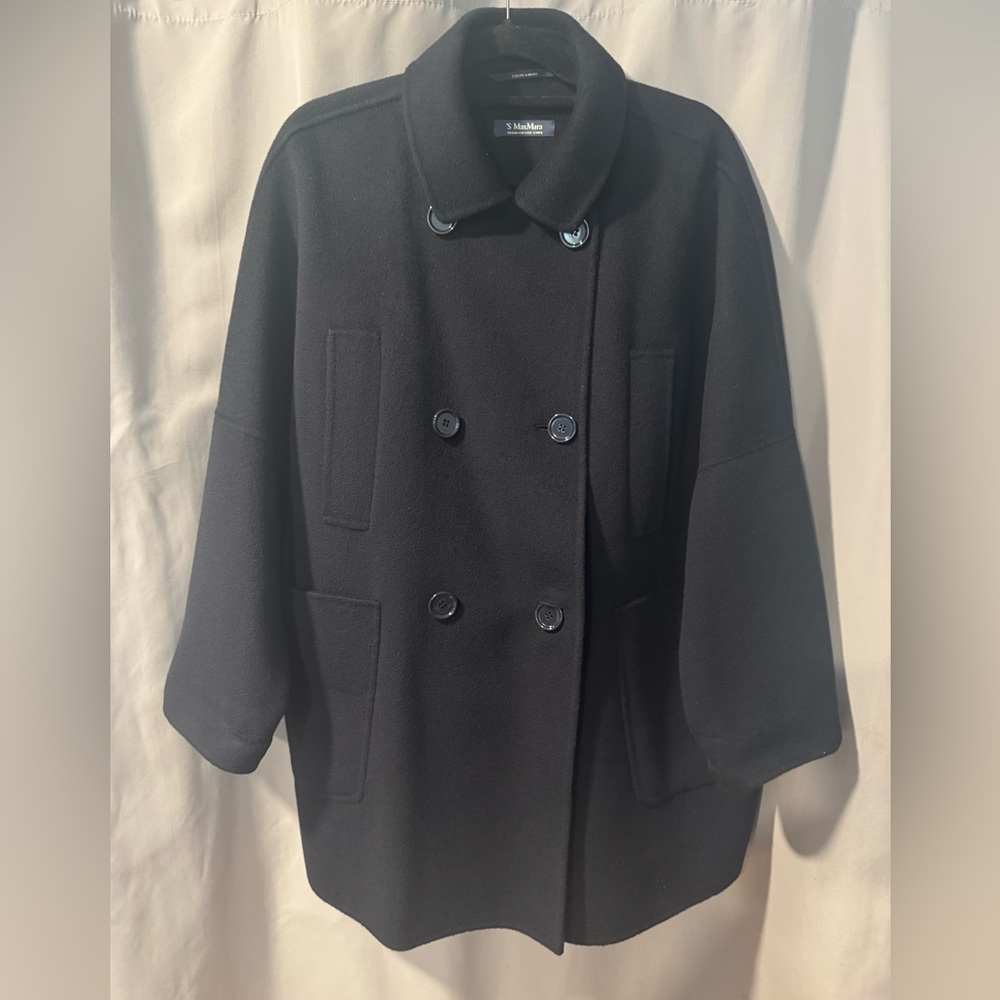 S’ MaxMara Navy Double-Breasted Coat